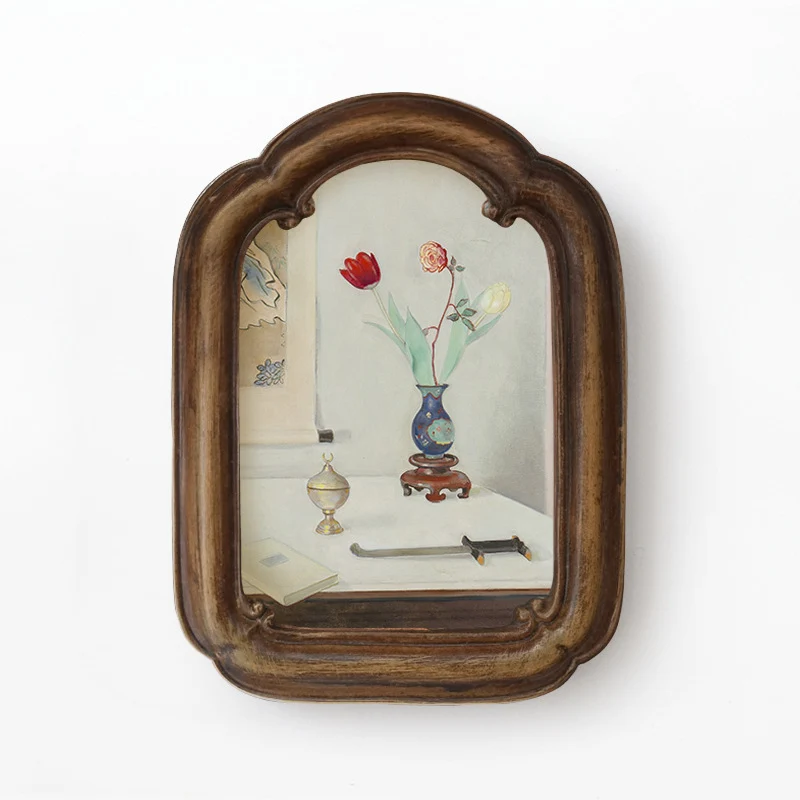 Dekoratives gerahmtes Blumenstillleben Kunstwerk