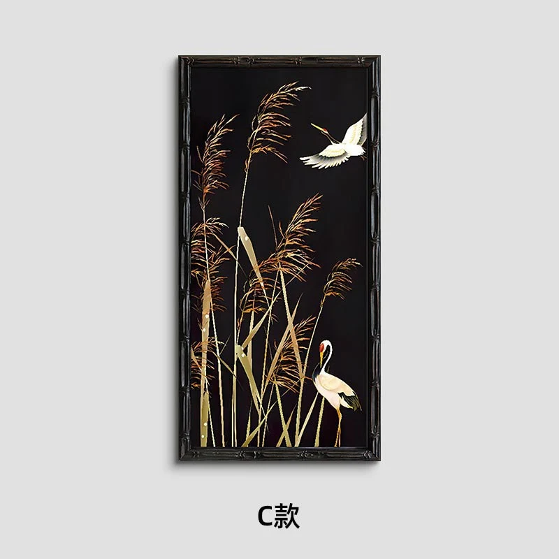 Bambus-inspiriertes gerahmtes Vogel Wandkunst