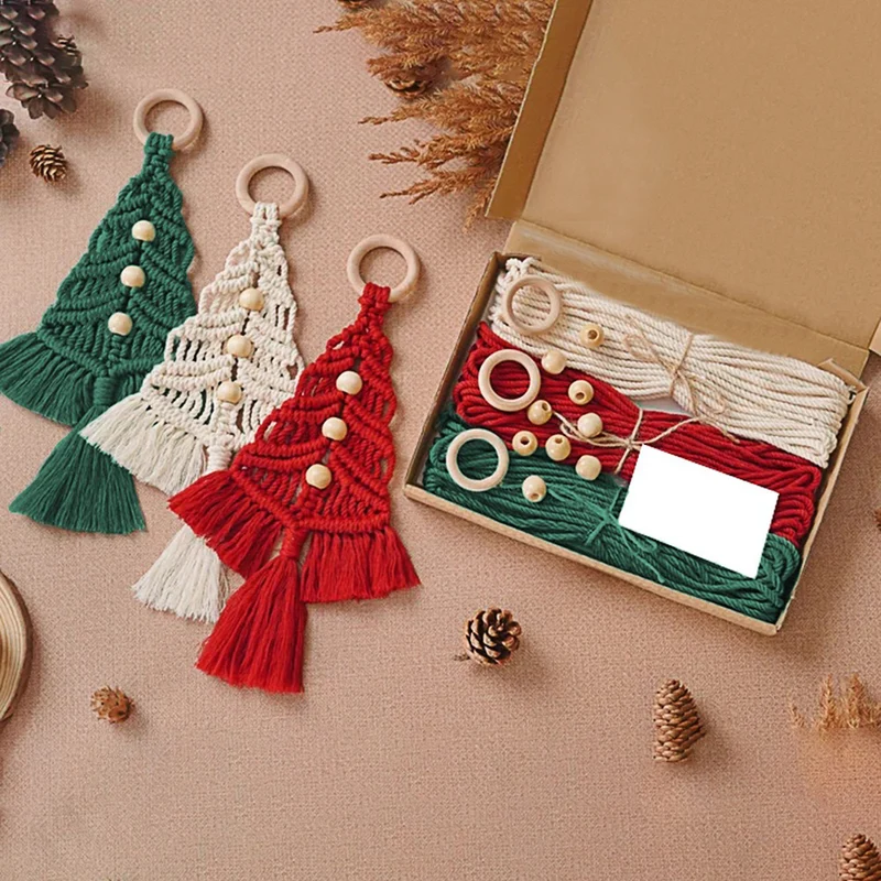 Macrame Weihnachtsbaum Ornament Set Karnz