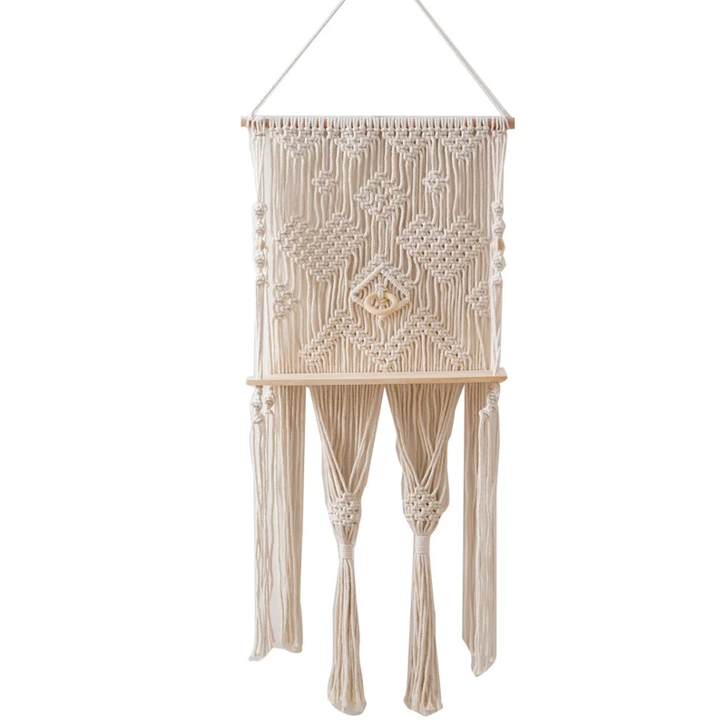 Wandmontierte Makramee-Teppich mit Regal Karnz