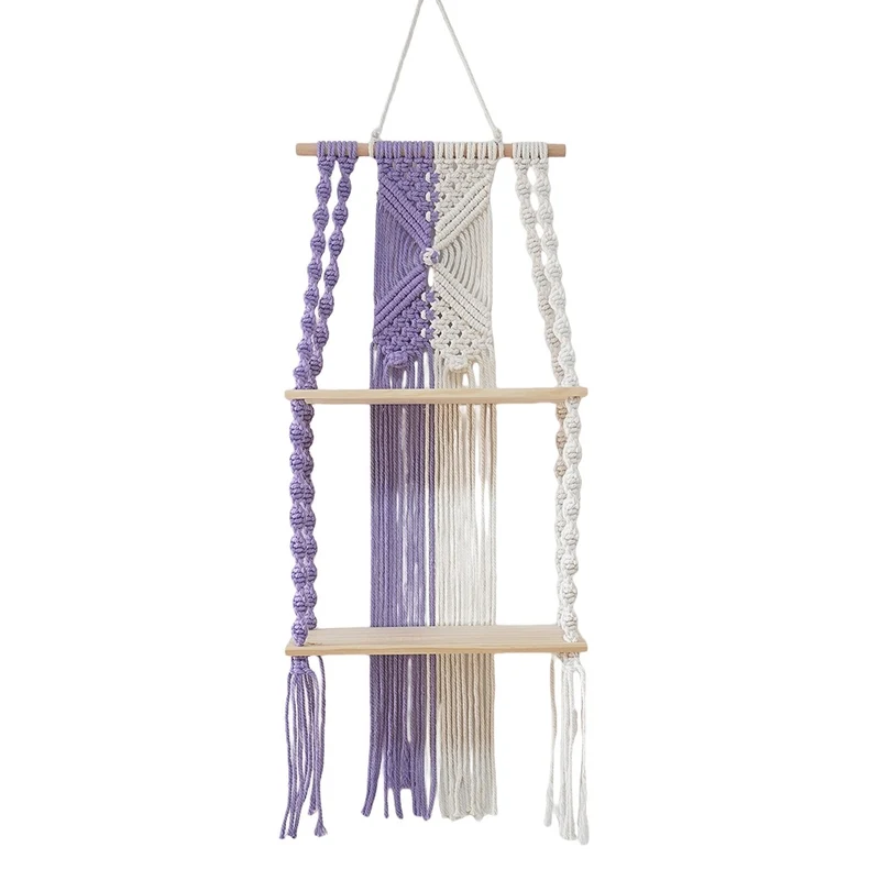 Macramé-Wandregal mit mehrstufigem Design Karnz