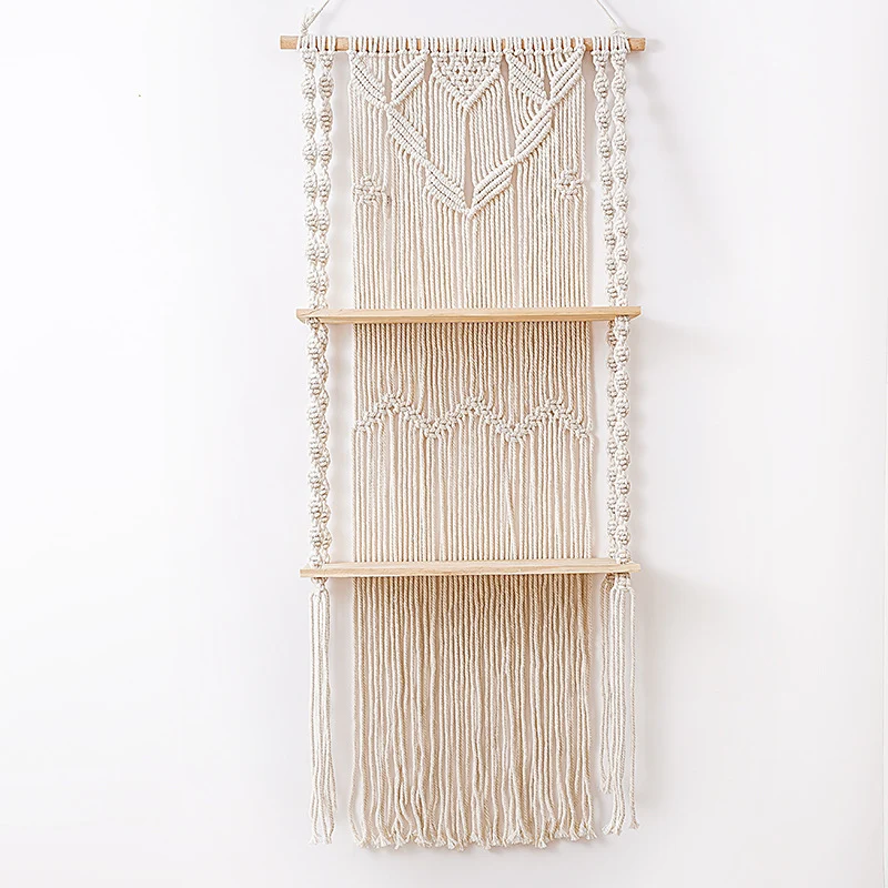 Macrame Wandorganizer mit Regalen Karnz