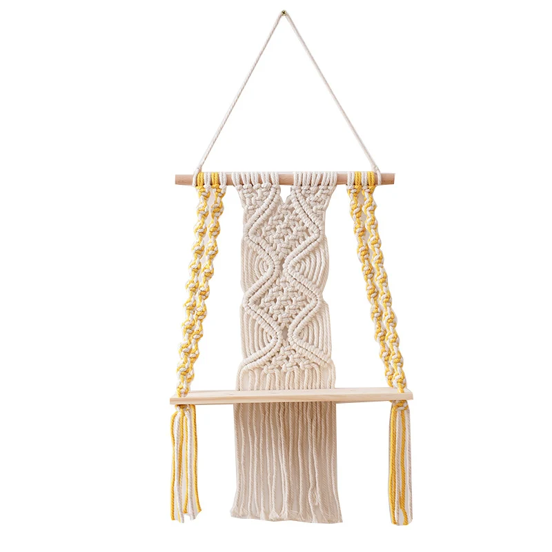 Macramé Dekoratives Regal mit Holzbasis Karnz