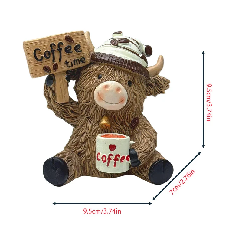 Dekorative Highland-Rind Kaffeefigur Karnz
