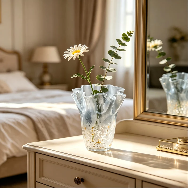Elegante Glasvase mit kunstvollem Wellendesign Karnz
