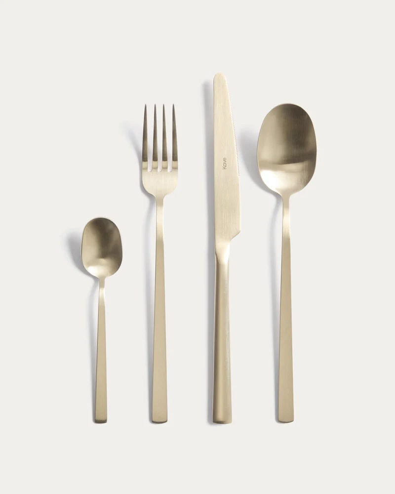 16-teiliges Edelstahl-Besteckset Dilora mit mattgoldenem Finish