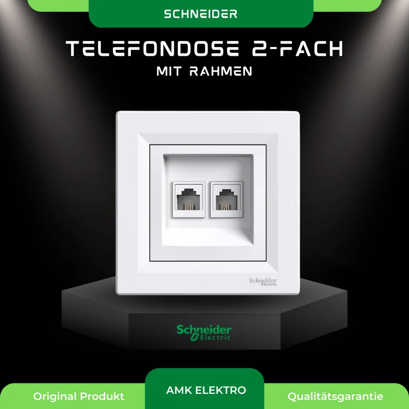 Telefondose 2-fach mit Rahmen, weiß Schneider Asfora EPH4200121