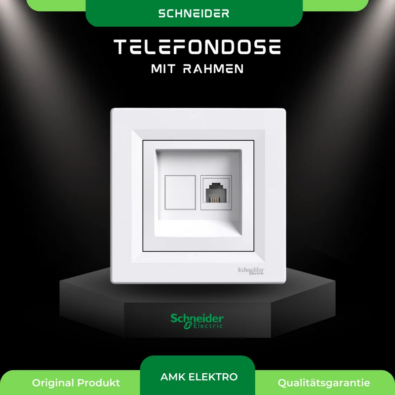 Telefondose mit Rahmen, weiß Schneider Asfora EPH4100121