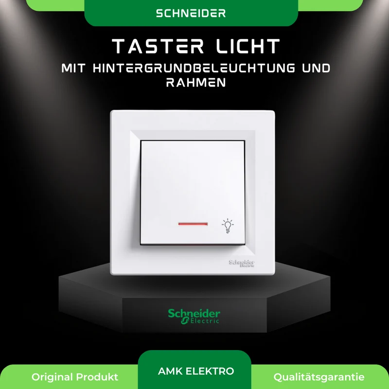 Taster Licht mit Hintergrundbeleuchtung mit Rahmen, Weiß Schneider Asfora EPH1800121