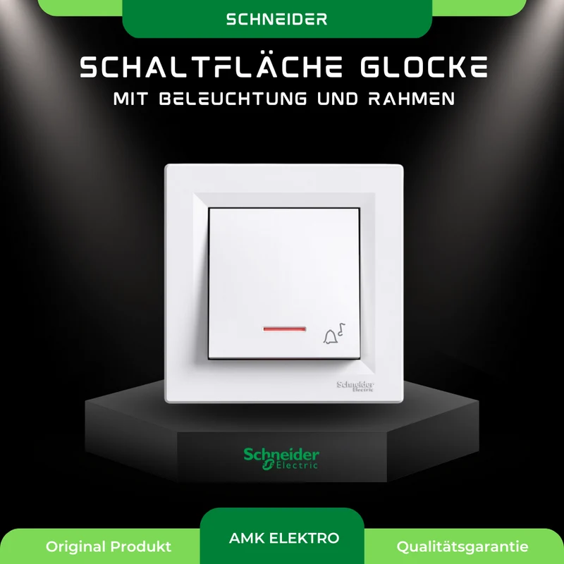 Schaltfläche Glocke hinterleuchtet Schraubklemmen mit Rahmen, Weiß Schneider Asfora EPH1700321