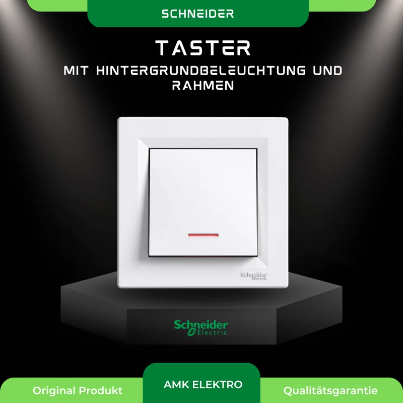 Taster mit Hintergrundbeleuchtung Schraubklemmen mit Rahmen, Weiß Schneider Asfora EPH1600321