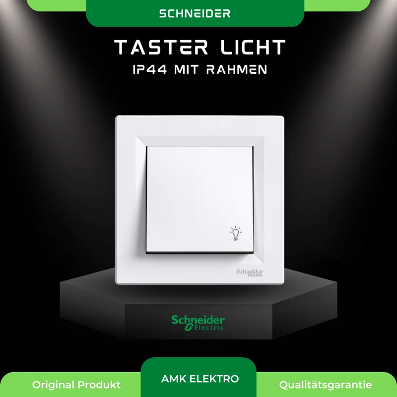 Taster Licht IP44 mit Rahmen, Weiß Schneider Asfora EPH0900221