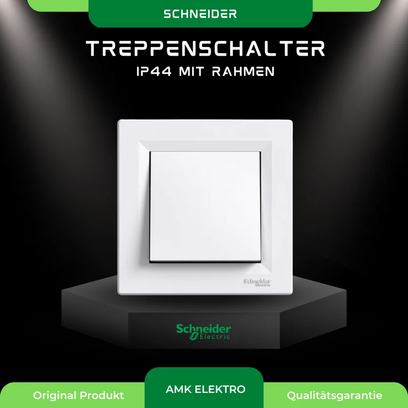 Treppenschalter IP44 mit Rahmen, weiß Schneider Asfora EPH0400421