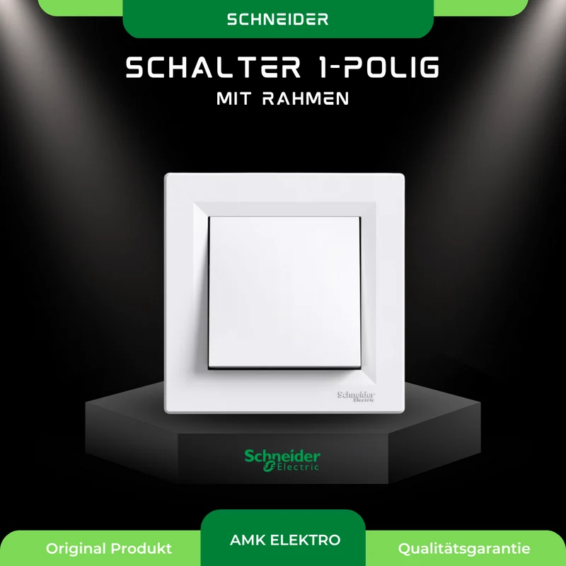 Schalter 1-polig mit Rahmen, weiß Schneider Asfora EPH0100121