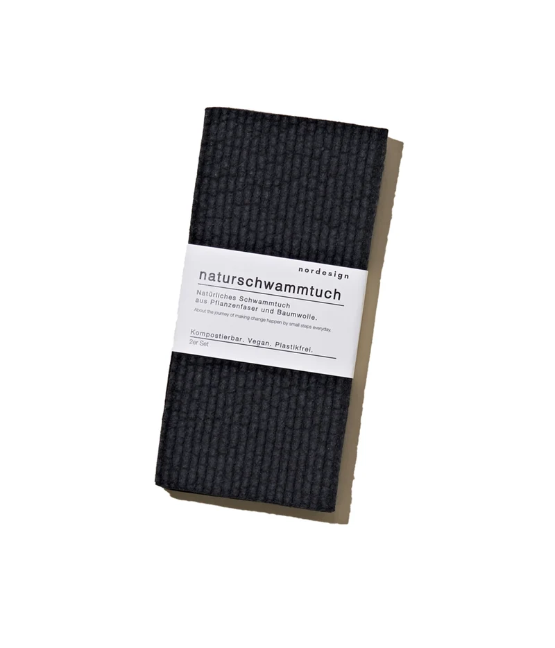 2er Set Dish Cloth Naturschwammtuch, schwarz 17x8cm H1cm