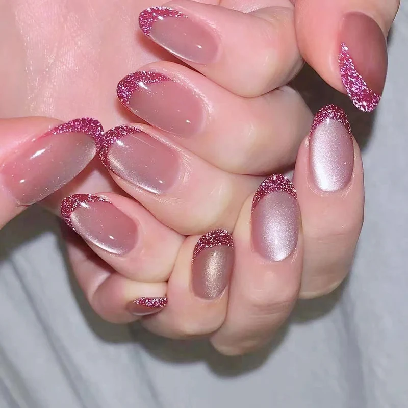 Glamourös Glitter Französischer Tipp Nagelkunst Karnz