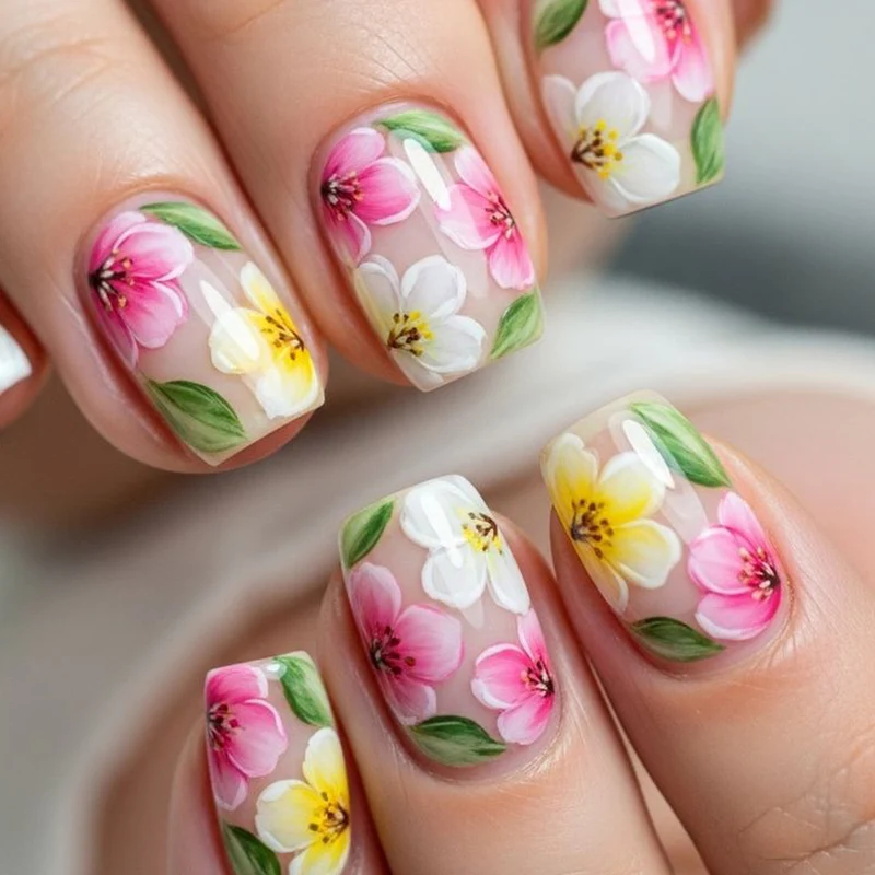 Blumenmuster 3D Nagelkunst Erweiterungen Karnz