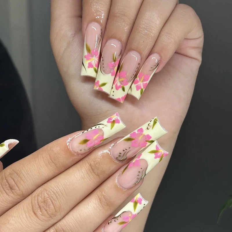 Florale Effekt Nagelkunst Extensions Karnz