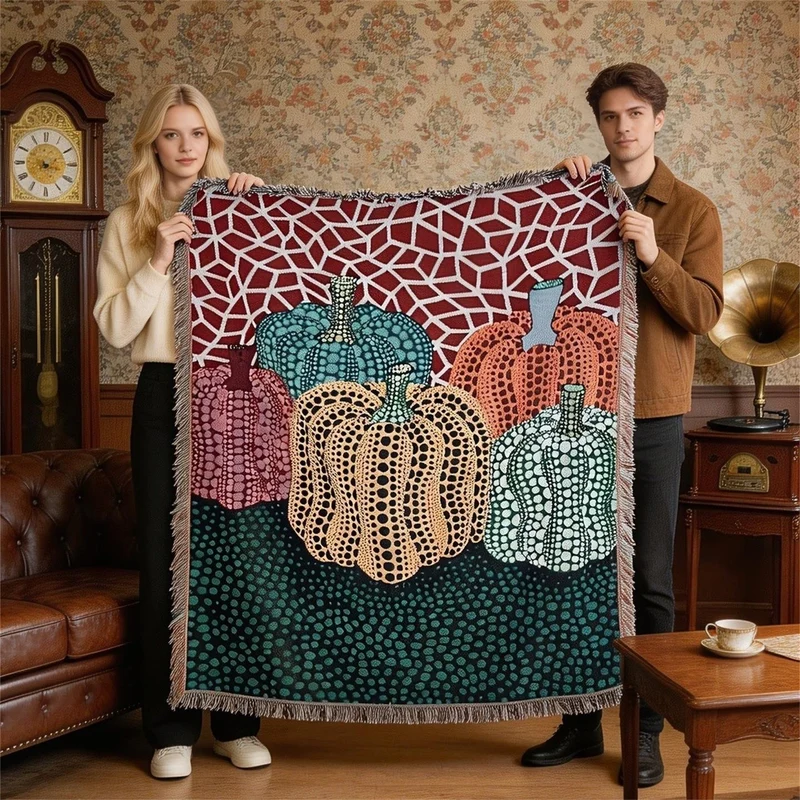 Dekorative, von Herbst inspirierte Wandteppich-Wurfdecke