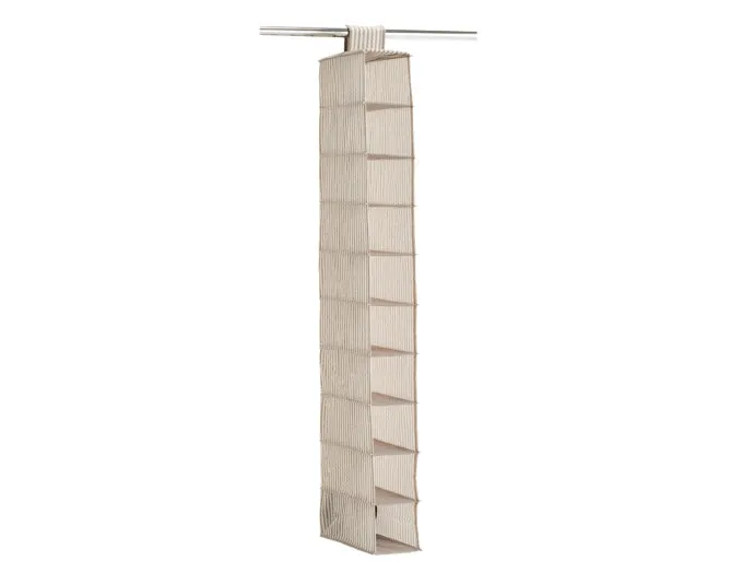ZELLER Hängeroganizer mit10 Fächer Vlies Stripes beige 15x30x129 cm