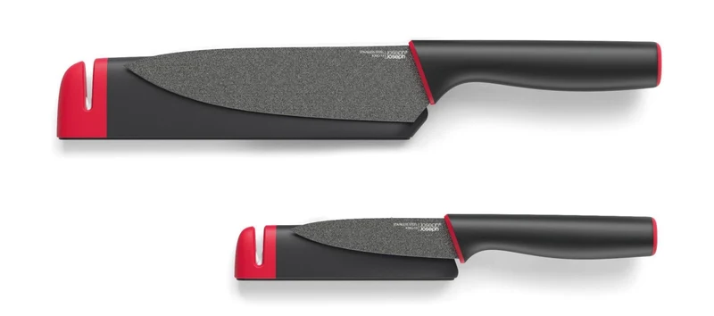 2er Set Slice Sharpen Rüst- u.Kochm. m. Schärfer, Rot grau