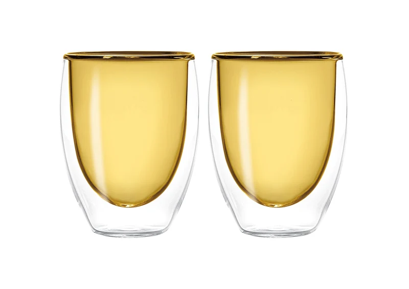 2er Set Teeglas doppelw. gelb, 220ml