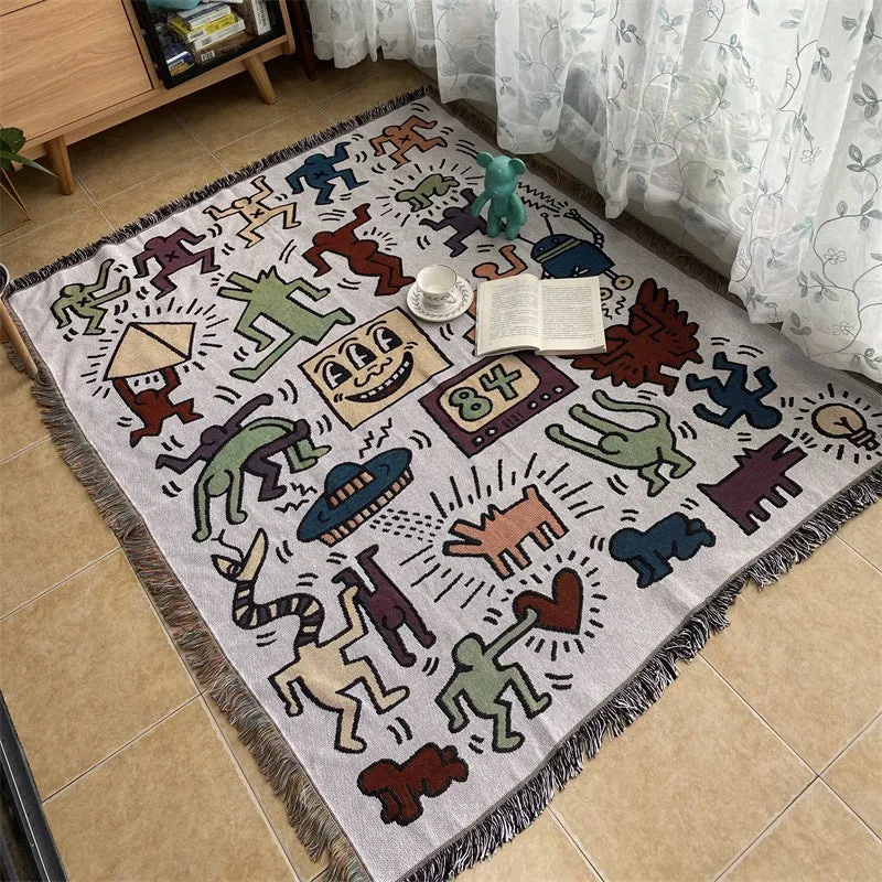 Künstlerische Fransen Wandteppich-Decke