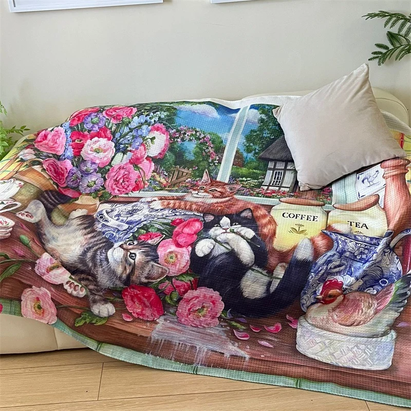 Künstlerische katzenmotivierte Wandteppich-Decke