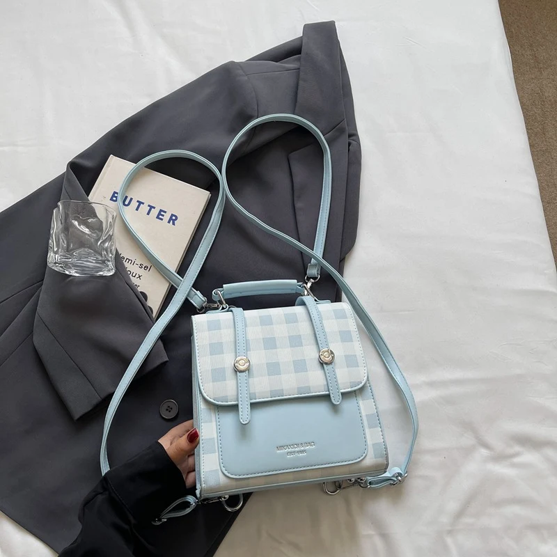 Stylische Karierte Mini Umhängetasche Karnz