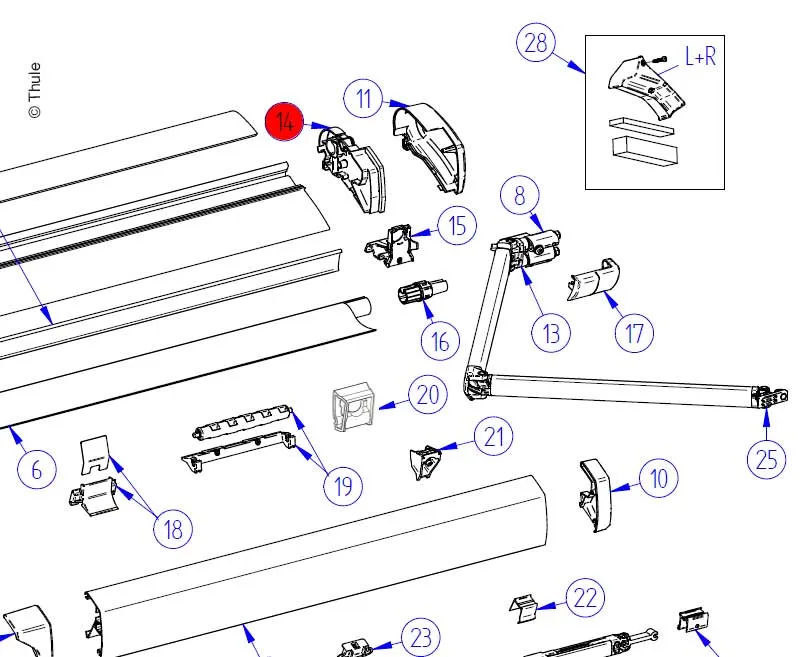 Endplatten-Satz anthrazit - Thule Ersatzteil Nr. 1500602609 - passend zu Thule Omnistor 6200