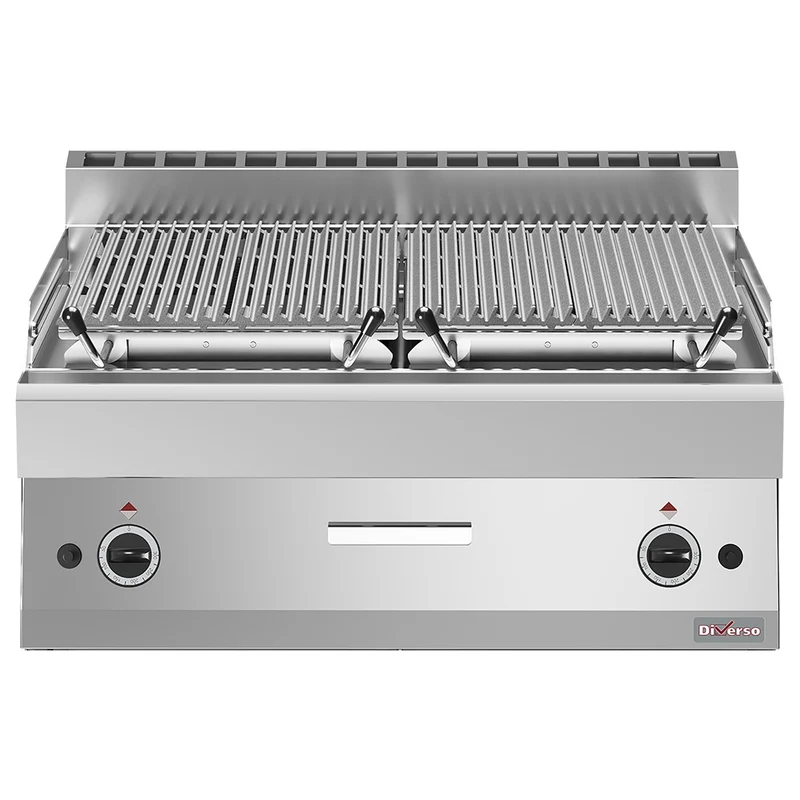 Profi Gas-Lavasteingrill , Tischgerät 80 cm , mit Wendegrillrost aus Gusseisen, WR-PLX2-80