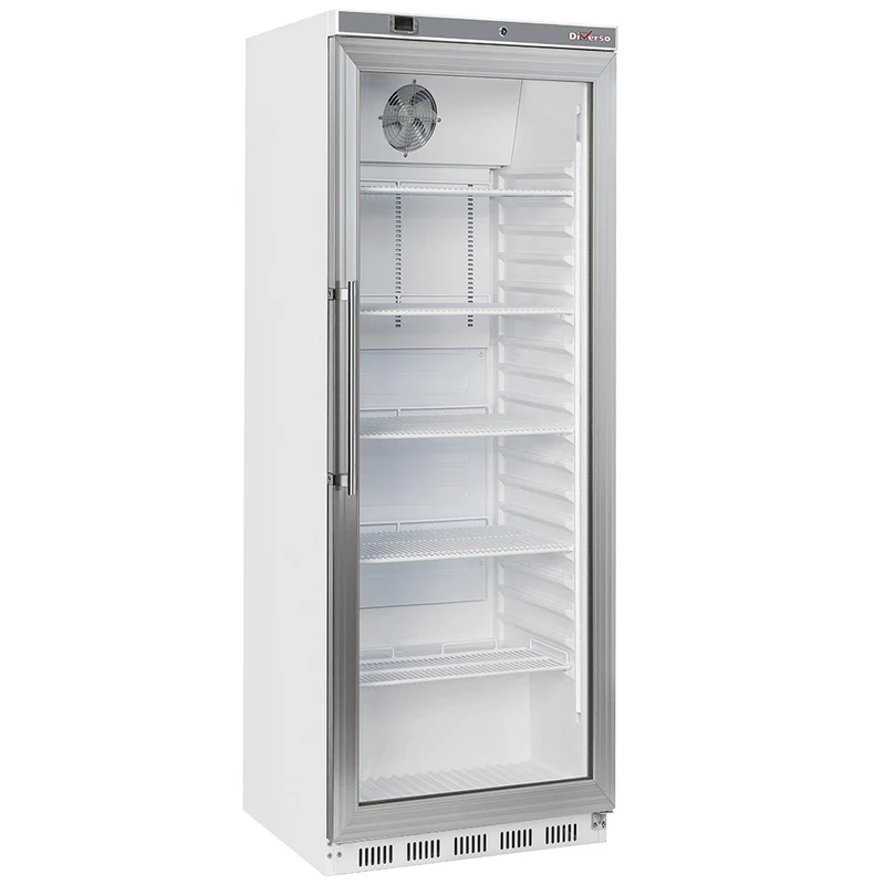 Glastürkühlschrank 400 Liter mit Umluftkühlung , Weiß, WR-PG41-LG