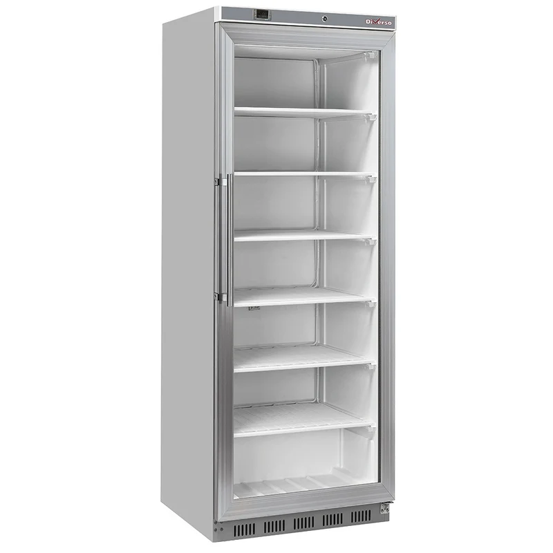 Tiefkühlschrank mit Glastür 400L , Edelstahl , Energieeffizienz B, WR-NG41-XV