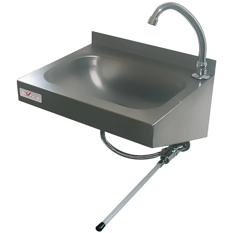 Profi Handwaschbecken mit Kniebedienung aus Edelstahl, WR-LV44-PR
