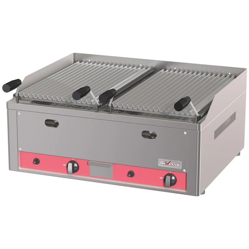 Profi Gas-Lavasteingrill 8 kW , Tischgerät mit 2 Heizzonen, 66 cm, WR-GRL-G8
