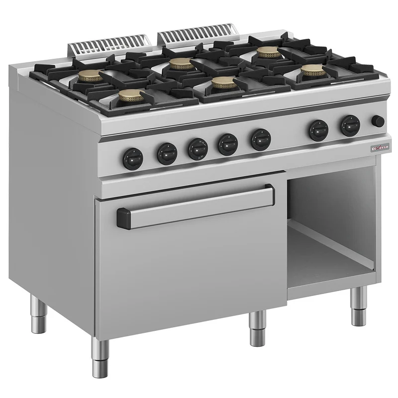 Gastro Gasherd 6-flammig mit offenem Unterbau , 33 kW Gesamtleistung, WR-G6BF-F2