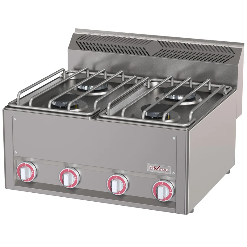 Gas-Kocher 4-flammig , 13,2 kW , Tischgerät aus Edelstahl, WR-G4FT-16