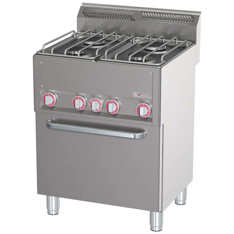 Profi Gasherd 4-flammig mit Elektro-Heißluftofen GN 1/1, WR-G4CF-20