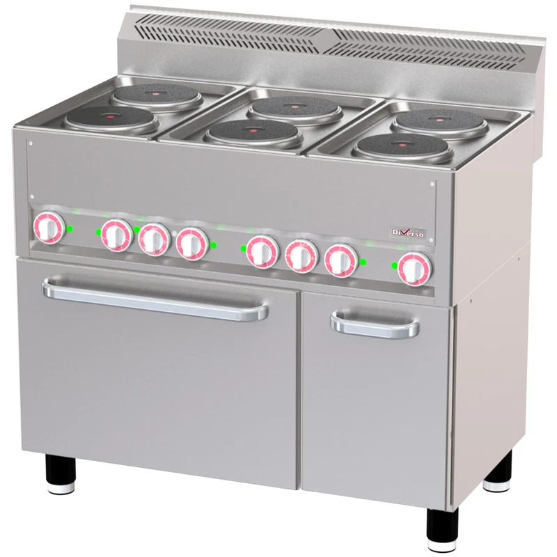 Profi Elektro-Standherd mit 6 Kochplatten und GN 1/1 Heißluftofen, WR-E6CF-23