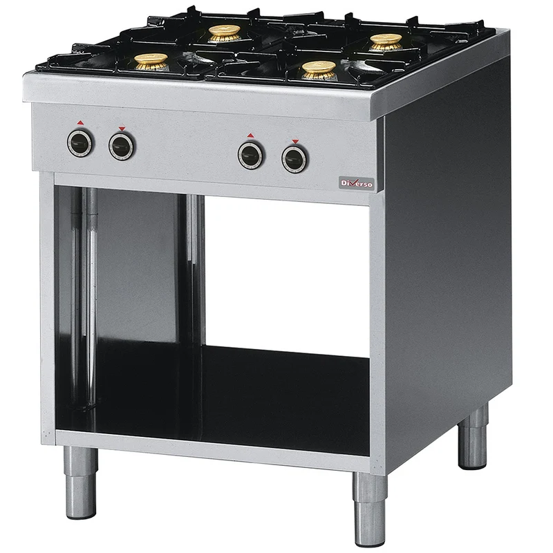 Gasherd 4-flammig mit offenem Unterbau - 700mm , 17,2 kW, WR-4B07-64