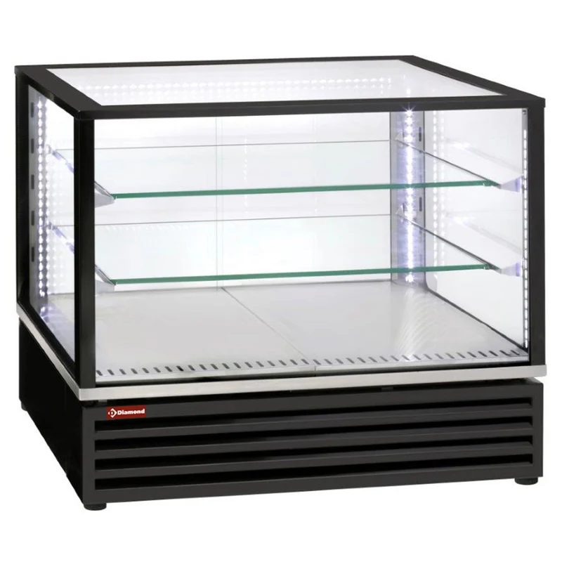 Umluft-Aufsatzkühlvitrine Schwarz , 3 Ebenen für GN 1/1 & Bäckernorm, VRDP-B1-R2