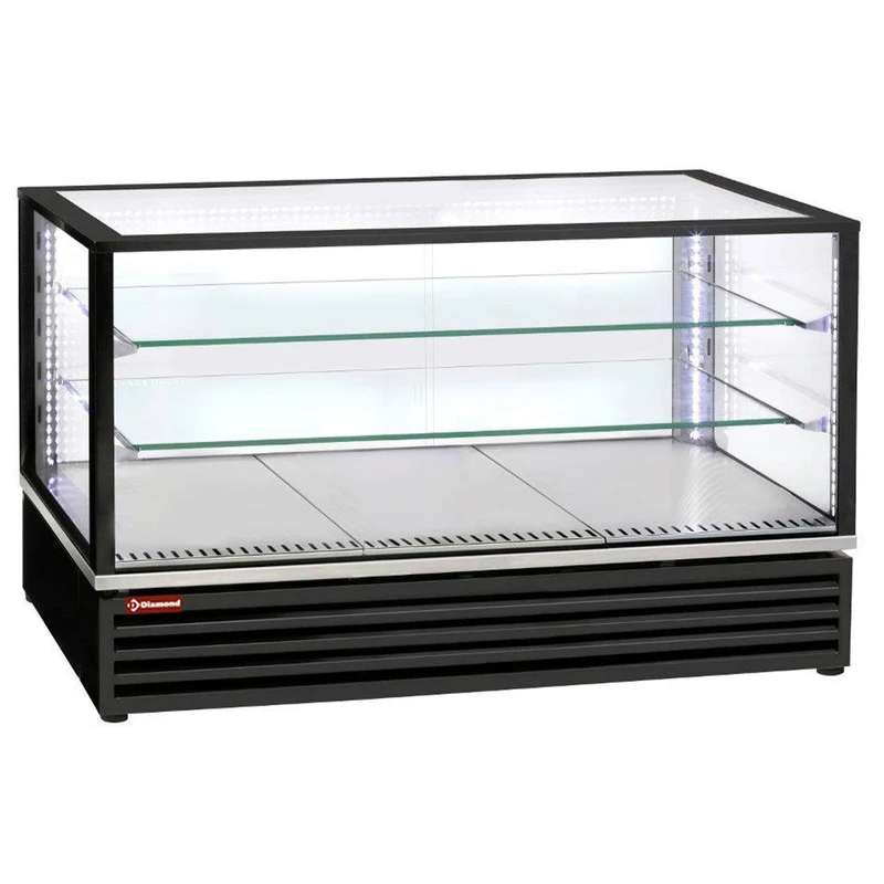 Umluft-Kühlvitrine Schwarz , 3 Ebenen für GN 1/1 & EN 400x600 , 119 cm, VRDG-B1-R2