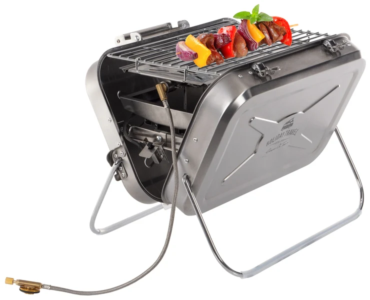 Koffergasgrill aus Edelstahl - Kartuschenbetriebener Gasgrill