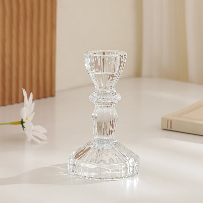 Kristallschnitt-Glas-Teelichthalter mit geripptem Fuß Karnz