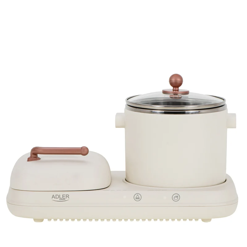 Adler AD 6421 2-in-1-Frühstücksstation Grillfläche und Kochplatte inkl Topf