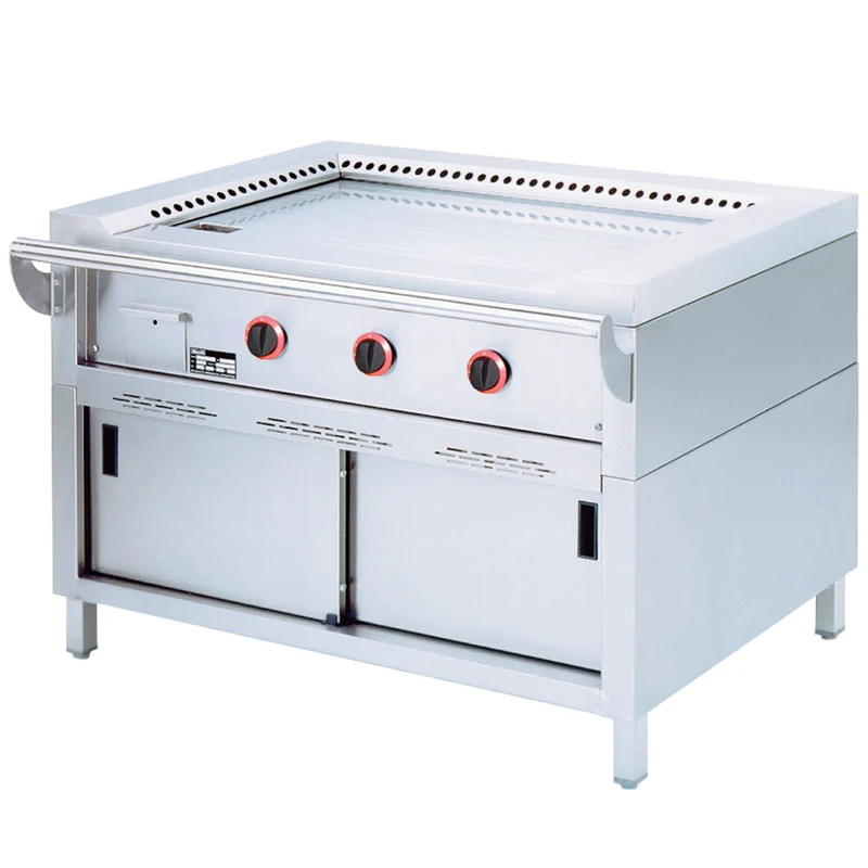 Profi Gas-Teppanyaki-Grill mit Unterschrank , 3 Heizzonen , 21 kW, TPG3-15