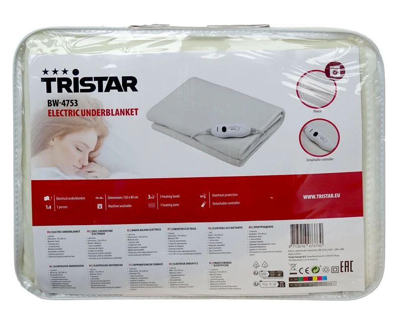 Tristar BW-4753 Elektrische Unterdecke, Vlies Heizdecke 150x80 cm