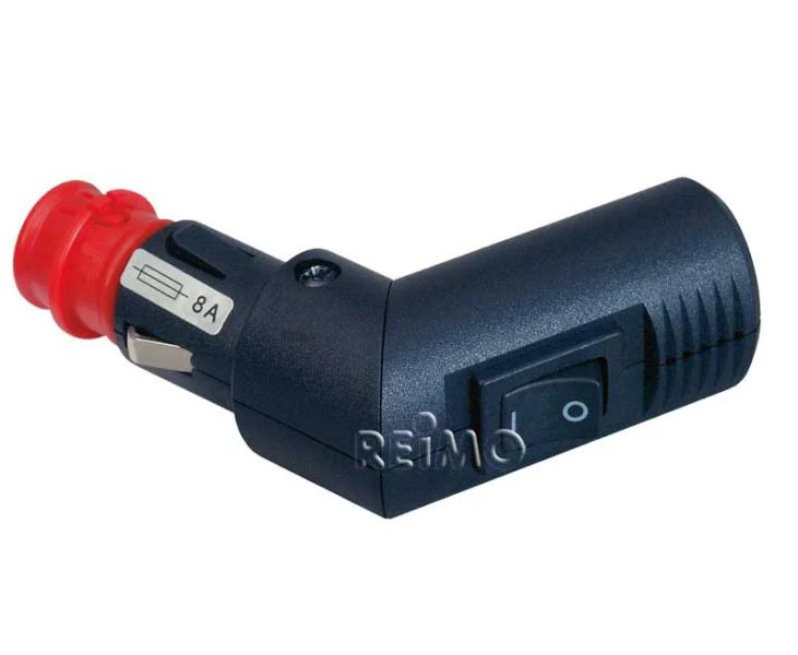 Winkelbarer Universalstecker für 12-V-Systeme, mit Schalter und Sicherung, max. 8 A