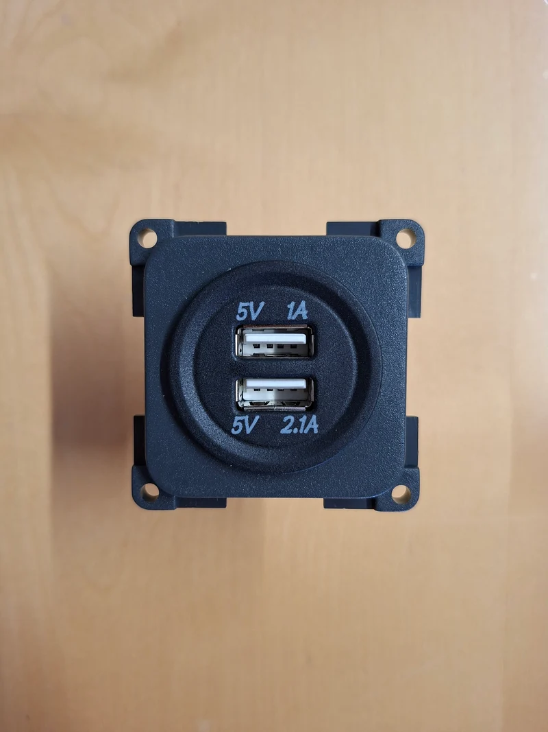 USB-Doppelladesteckdose USB-A – 5 V , 1 A + 5 V , 2,1 A, Schiefergrau