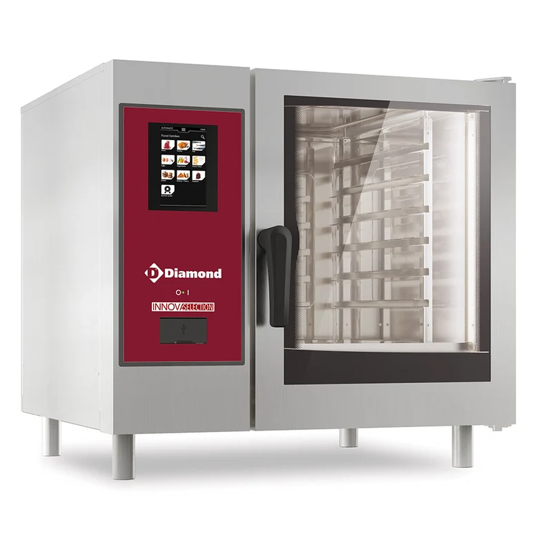 Elektro-Kombidämpfer 6x GN 1/1 mit Boiler, Touch-Steuerung & Reinigungssystem – inkl. Untergestell, SBET/XC-06_AC/SS1-EX